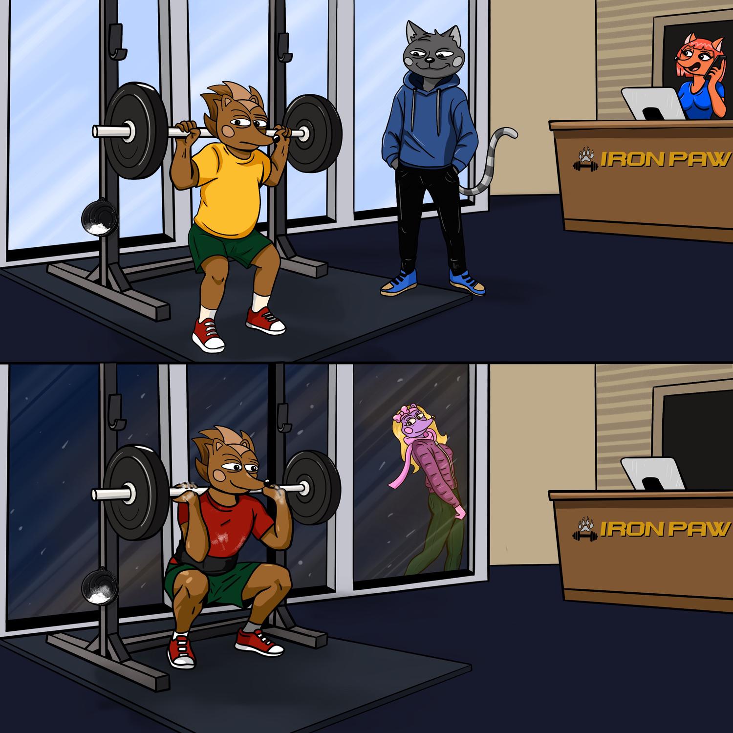 Hege working the barbell at the Gym