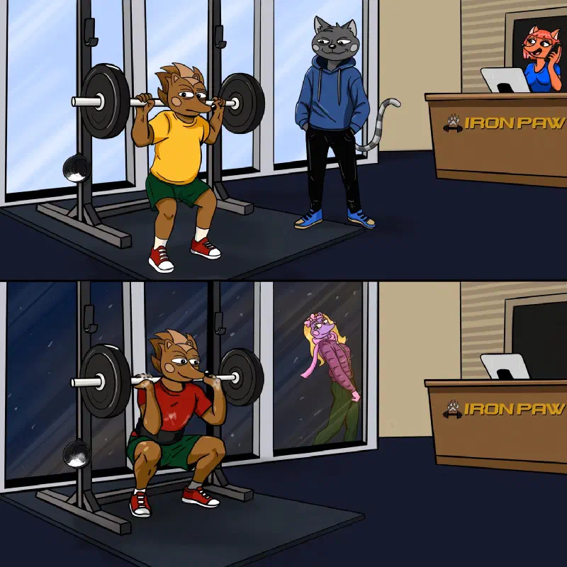 Hege working the barbell at the Gym