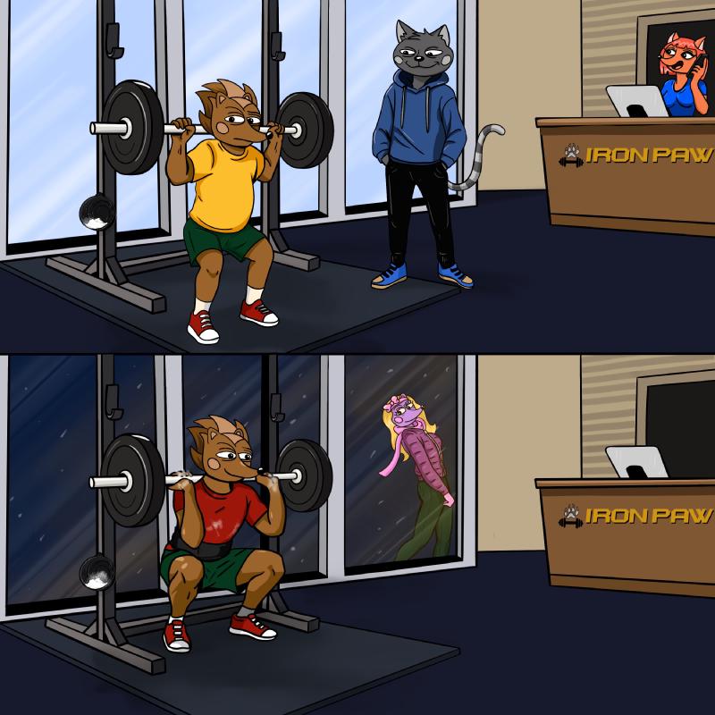 Hege working the barbell at the Gym
