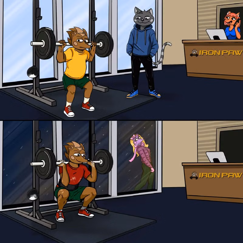 Hege working the barbell at the Gym