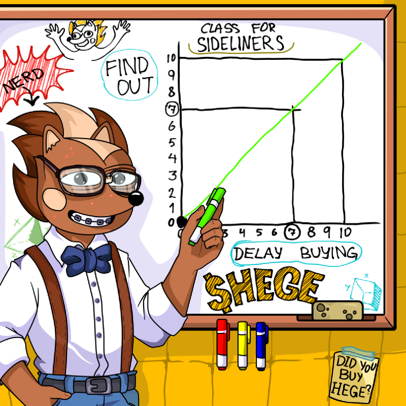 Hege with braces and wonky glasses in front of a whiteboard with diagrams