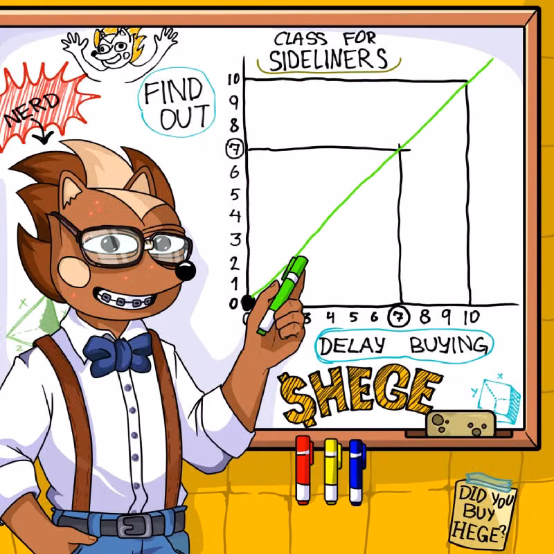 Hege with braces and wonky glasses in front of a whiteboard with diagrams
