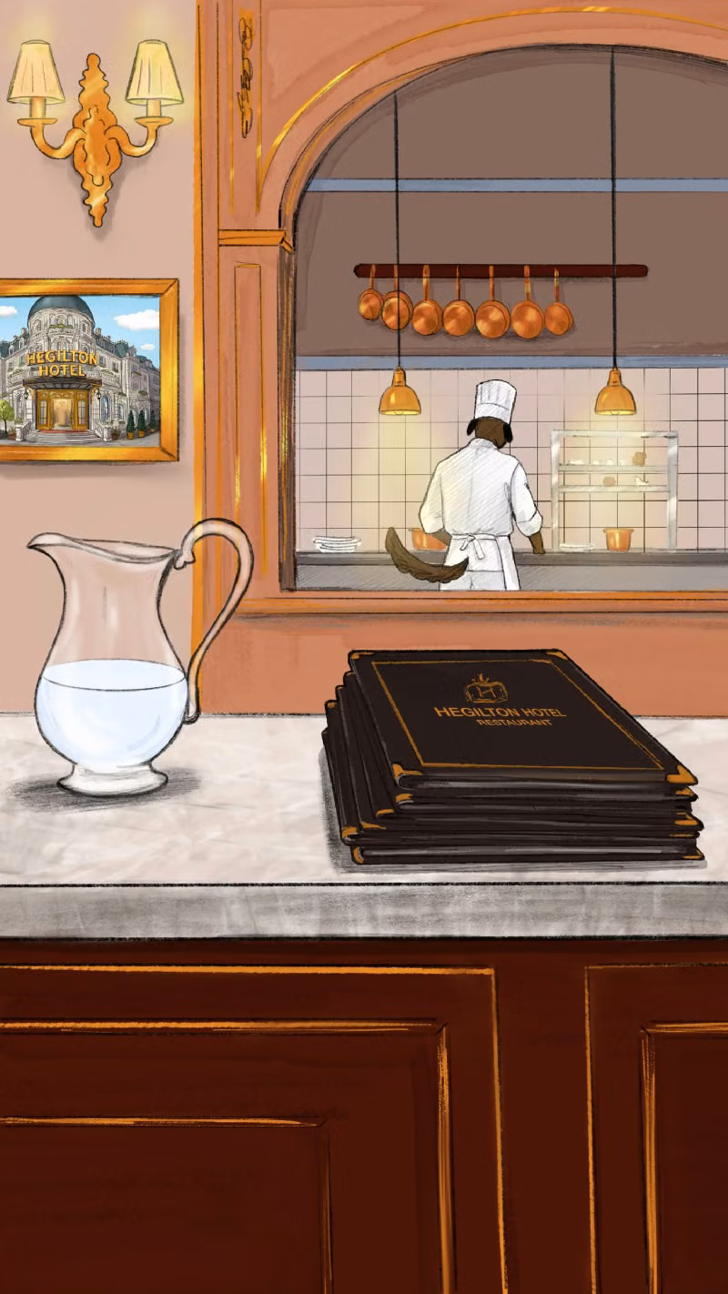 View of the kitchen in the Hegilton Restaurant