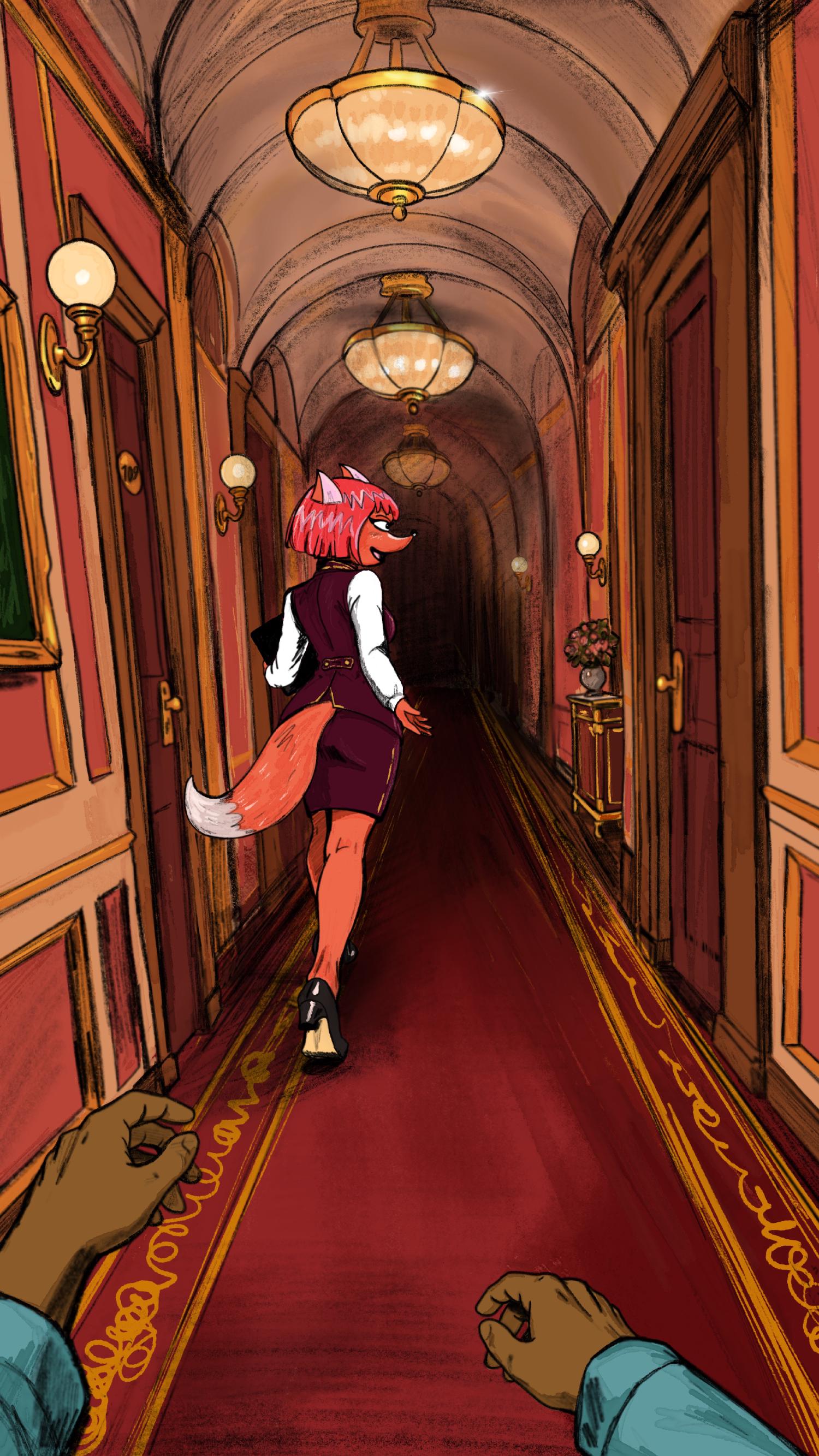 Reyna walking off down the corridor