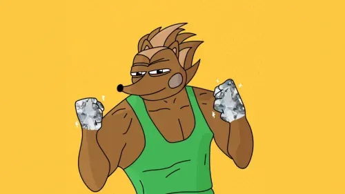 A muscular Hege with hands made of pure diamond